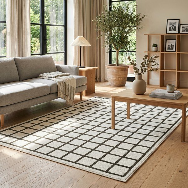 Tamsiai žalios spalvos/kreminės spalvos kilimas 160x230 cm Picnic – ESTE-image-1