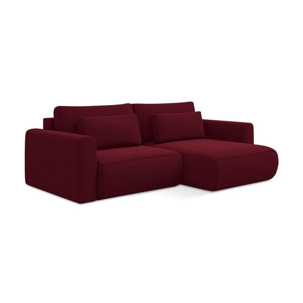 Bordo spalvos iš velveto sulankstoma/su sandėliavimo vieta kampinė sofa (su dešiniuoju kampu/su gultu) Kapua – Makamii-image-3