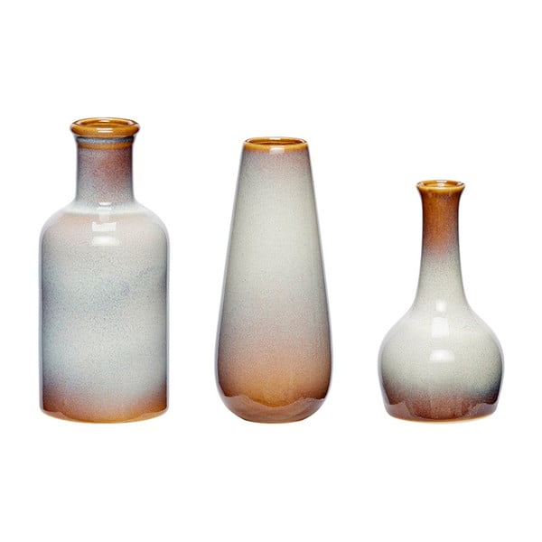 3 rudos ir baltos spalvos keraminių vazų rinkinys "Hübsch Frej