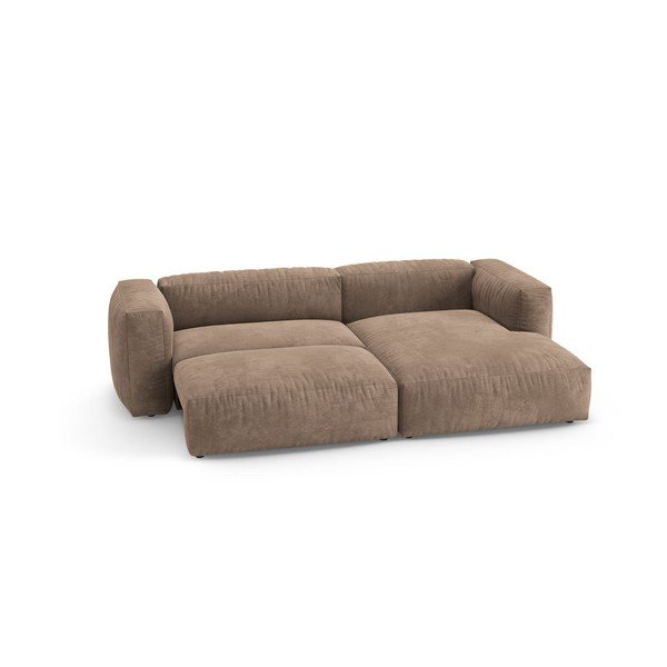 Smėlio spalvos sulankstoma modulinė kampinė sofa iš velveto (su dešiniuoju kampu/su gultu) – Micadoni -image-3