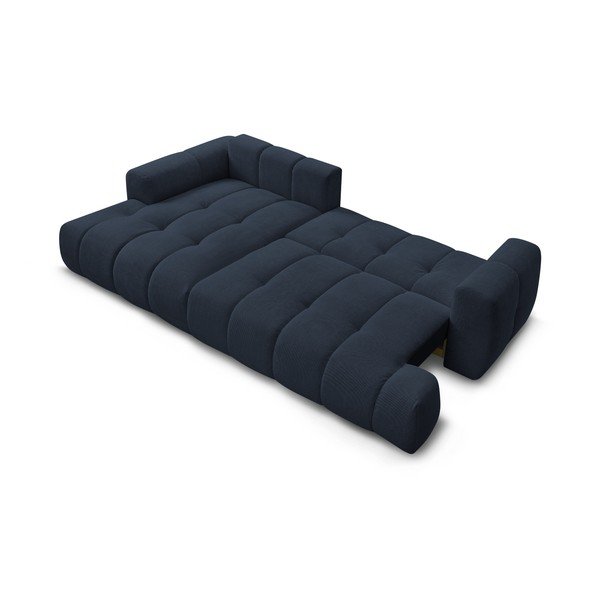 Tamsiai mėlynos spalvos sulankstoma/su sandėliavimo vieta kampinė sofa (su kairiuoju kampu/su gultu) Fuji – Bobochic Paris-image-4