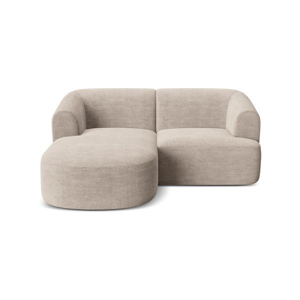 Šviesiai rudos spalvos kampinė sofa iš kordinio velveto (su kairiuoju kampu/su gultu) Campi – Cosmopolitan Design-image-2