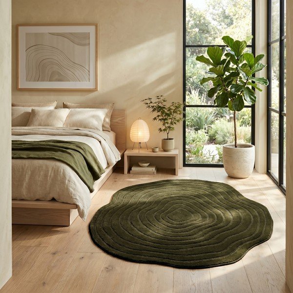 Tamsiai žalios spalvos kilimas 160x230 cm Pebble – ESTE-image-1