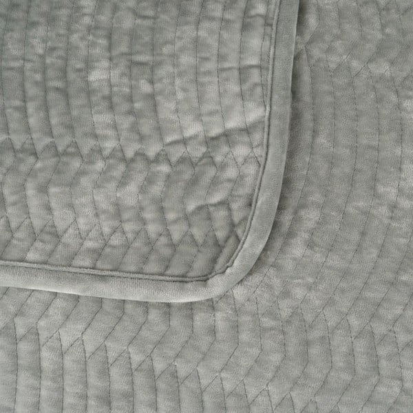 Pilkai žalios spalvos iš velveto dygsniuota lovatiesė 230x260 cm – Ixia-image-1