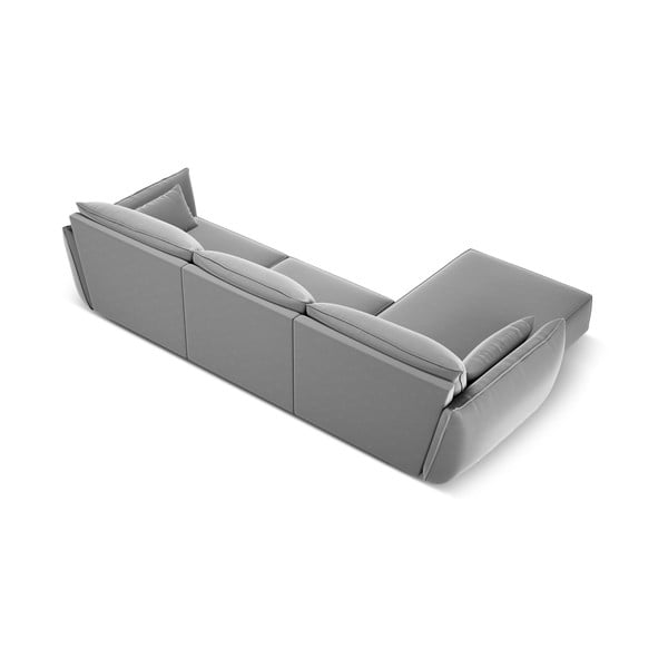 Šviesiai pilkos spalvos iš velveto kampinė sofa (su kairiuoju kampu/su gultu) Vanda – Mazzini Sofas-image-3
