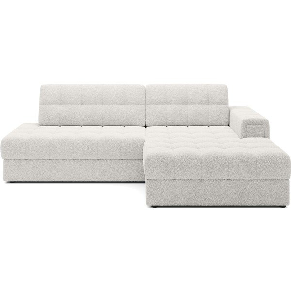 Kreminės spalvos iš boucle sulankstoma kampinė sofa (su dešiniuoju kampu/su gultu) Blezalt – ELTAP