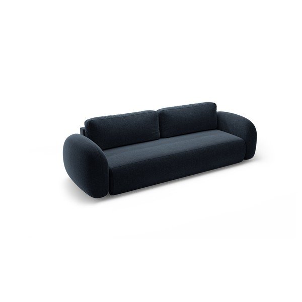 Tamsiai mėlynos spalvos iš šenilinio audinio sulankstoma/su sandėliavimo vieta sofa 262 cm Tonale – Cosmopolitan Design-image-2