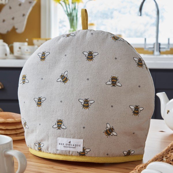 Smėlio ir geltonos spalvos medvilninis dangtelis Cooksmart ® Bumble Bees arbatinukui-image-1