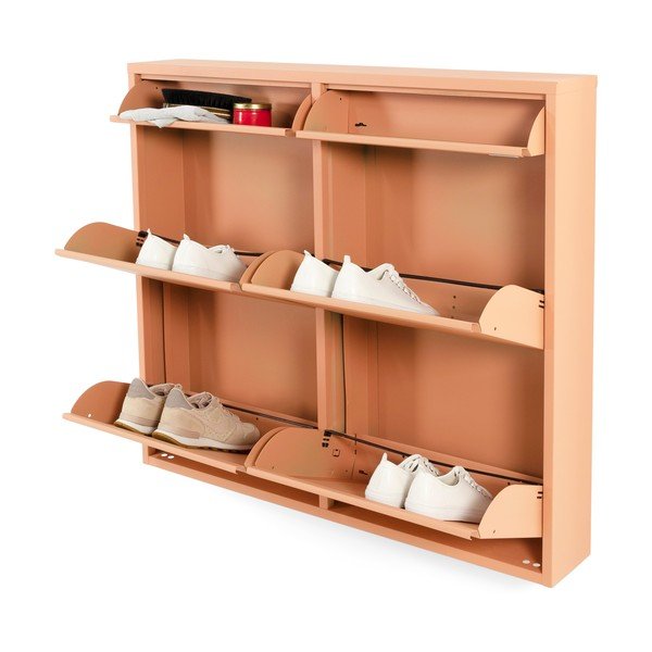 Rausvos spalvos iš metalo atlenkiama spintelė batams 98x86x15 cm Billy – Spinder Design-image-3