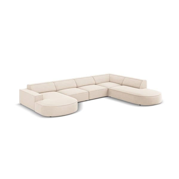 Smėlio spalvos aksominė kampinė sofa (U formos) Jodie - Micadoni Home-image-3
