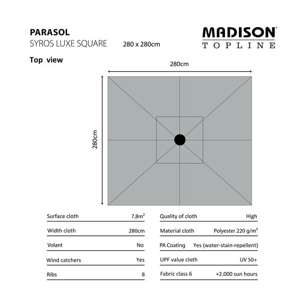 Žalias skėtis 280x280 cm Syros - Madison-image-2