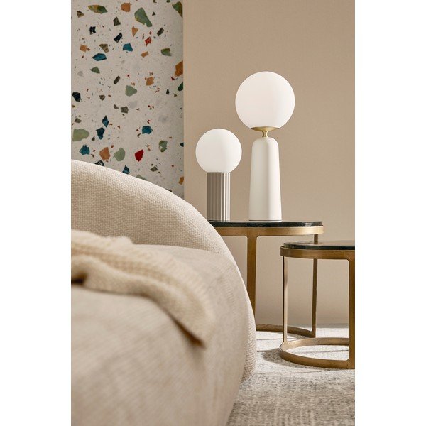 Baltos spalvos iš metalo stalinis šviestuvas (aukštis 51 cm) su stiklo gaubtu Delphine – Bizzotto-image-2