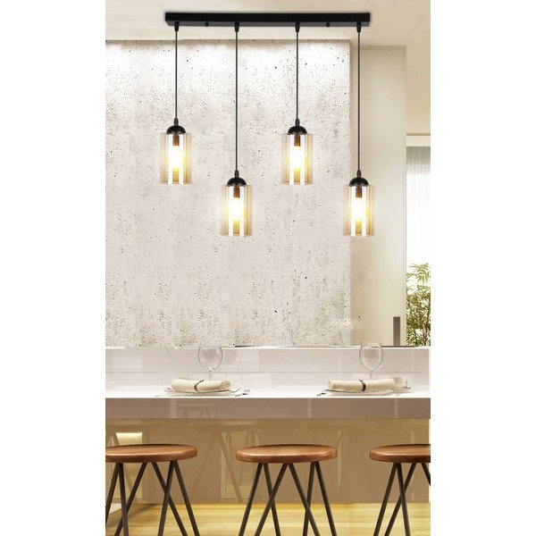 Juodas pakabinamas šviestuvas su stikliniu gaubtu 10x65 cm Bistro - Candellux Lighting-image-1
