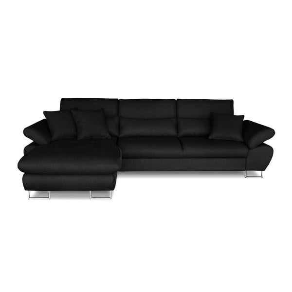 Tamsiai pilka sofa lova su saugykla "Windsor & Co. Sofos Pi, kairysis kampas