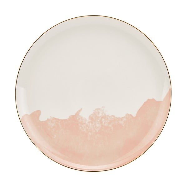 2 rožinės ir baltos spalvos porcelianinių lėkščių rinkinys Westwing Collection Rosie, ø 26 cm