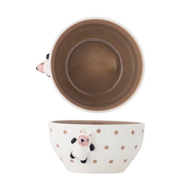 Baltos spalvos/rudos spalvos iš akmens masės vaikiškas dubuo ø 14 cm Dolly – Bloomingville Mini-image-3