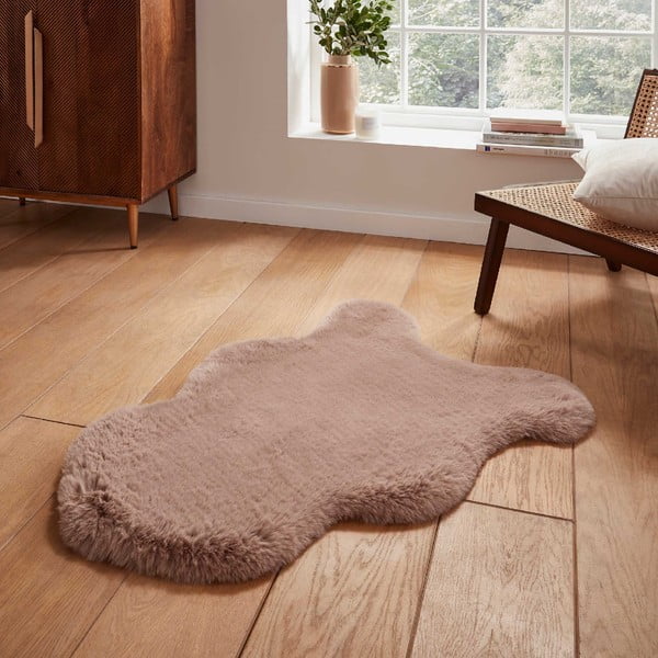 Sintetinė oda ir kailis šviesiai rudos spalvos 60x90 cm Super Teddy – Think Rugs-image-1