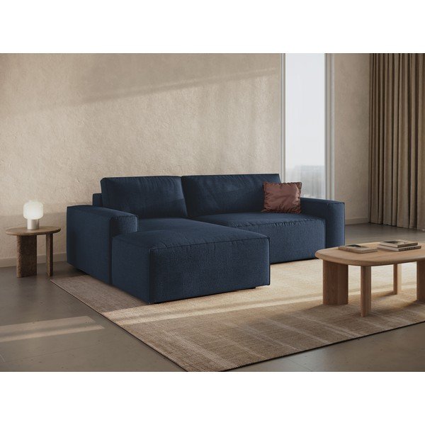 Iš boucle sulankstoma kampinė sofa tamsiai mėlynos spalvos (su kairiuoju kampu) Jodie – Micadoni Home-image-1