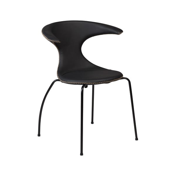 Juoda odinė valgomojo kėdė su metaliniu pagrindu DAN-FORM Denmark Flair
