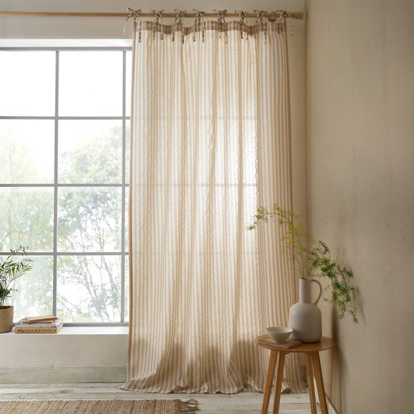 Smėlio spalvos užuolaida 140x229 cm Zanzibar Woven Stripe – Pineapple Elephant-image-1