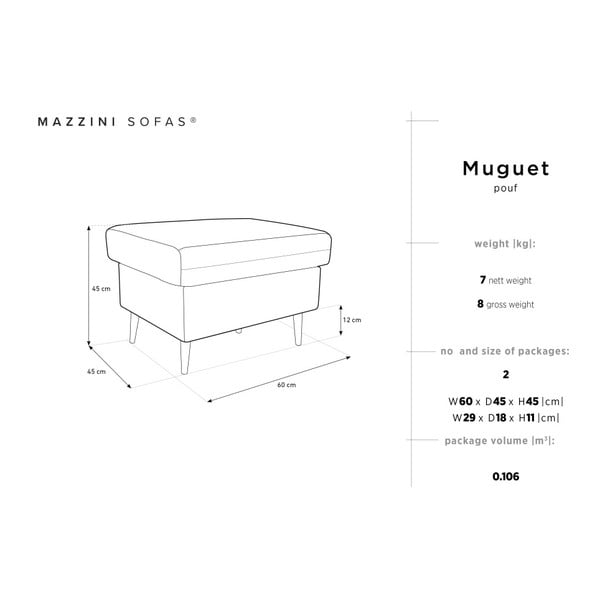 Mėlynas pufas Mazzini Sofas Muguet, 60 x 45 cm-image-4