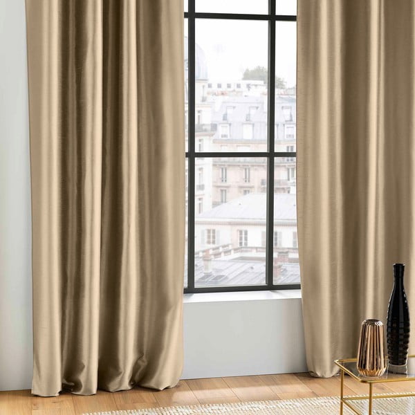 Iš satino užuolaida smėlio spalvos 140x240 cm Shana – douceur d'intérieur-image-2