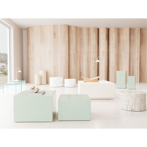 Iš stiklo kavos staliukai 2 vnt. 50x50 cm Dice – Actona-image-1