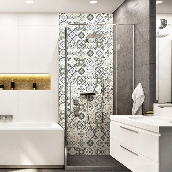 30 sieninių lipdukų rinkinys Ambiance Wall Decal Cement Tiles Shades of Gray Oslo, 15 x 15 cm-image-1