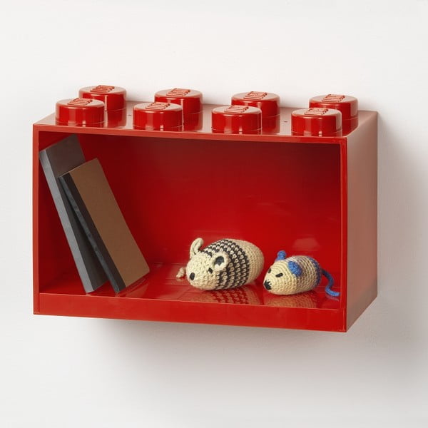Vaikiška raudona sieninė lentyna LEGO® Brick 8