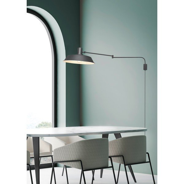 Matinės juodos spalvos sieninė lempa su sulankstoma konstrukcija su kištuku ø 35,5 cm Bolder – Trio-image-3