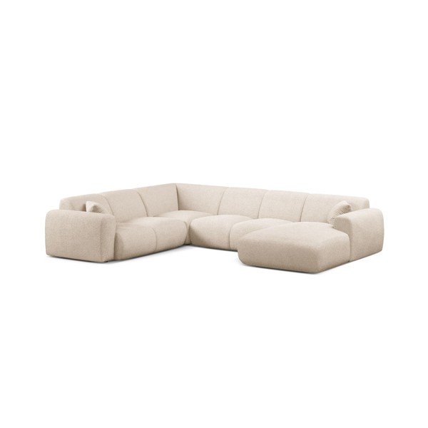 Smėlio spalvos kampinė sofa iš boucle („U“ formos) Molino – Micadoni 