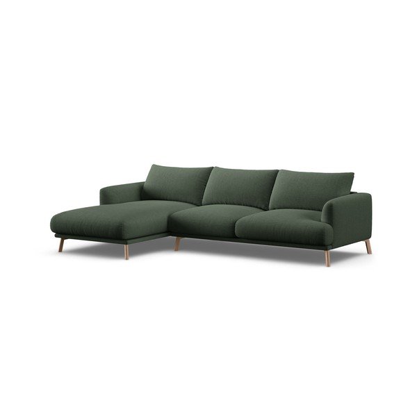 Žalios spalvos kampinė sofa (su kairiuoju kampu/su gultu) Naomi – Micadoni 