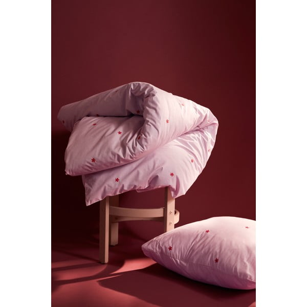 Rožinės spalvos iš medvilninio perkelio viengulė patalynė 140x200 cm Daisy – JUNA-image-2