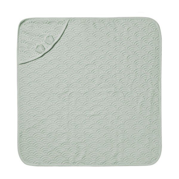 Mėtų spalvos iš organiškos medvilnės vaikiškas rankšluostis su gobtuvu 80x80 cm Dusty Green – Cam Cam Copenhagen-image-1