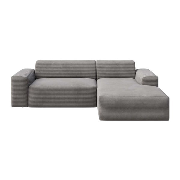 Pilkos spalvos iš kordinio velveto sulankstoma/su sandėliavimo vieta kampinė sofa (su dešiniuoju kampu/su gultu) Villet – Rodier