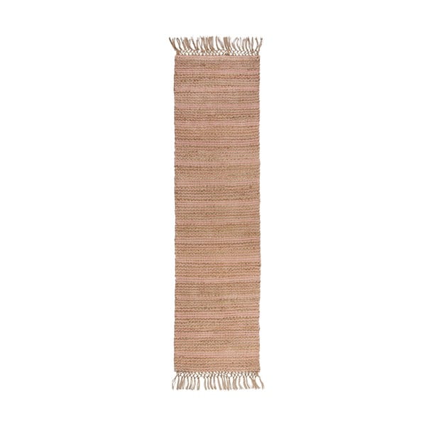 Rožinis džiuto kilimėlis Flair Rugs Equinox, 60 x 230 cm
