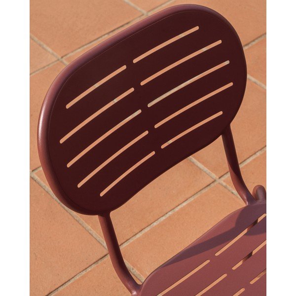 Bordo spalvos metalinė sodo kėdė Brai – Kave Home-image-2