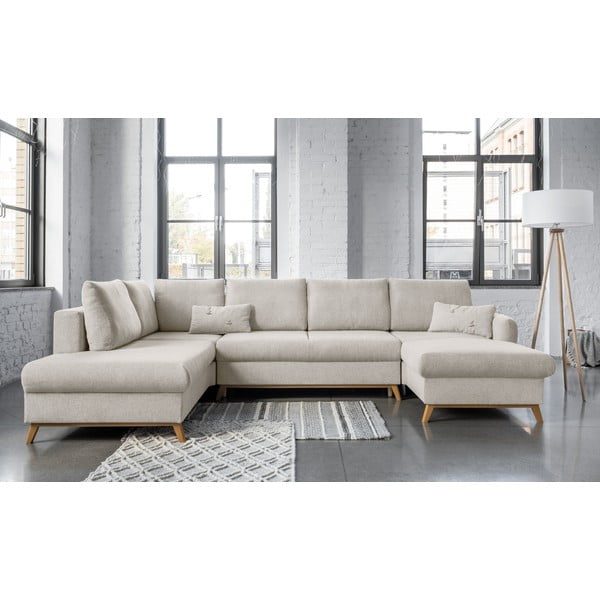 Smėlio spalvos sofa-lova U formos Miuform Scandic Lagom, kairysis kampas-image-1