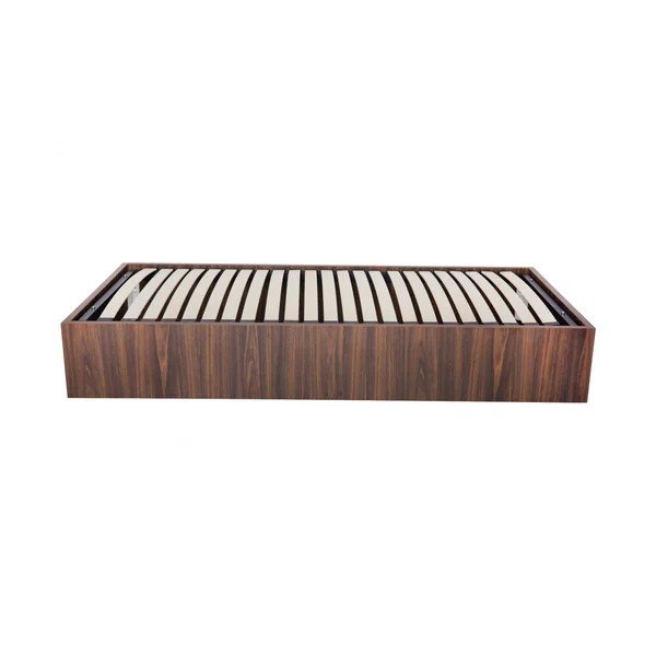 Tamsios natūralios spalvos viengulė lova iš medžio drožlių plokštės su sandėliavimo vieta/be galvūgalio su lovos grotelėmis 90x190 cm Nira – Bobochic Paris-image-3