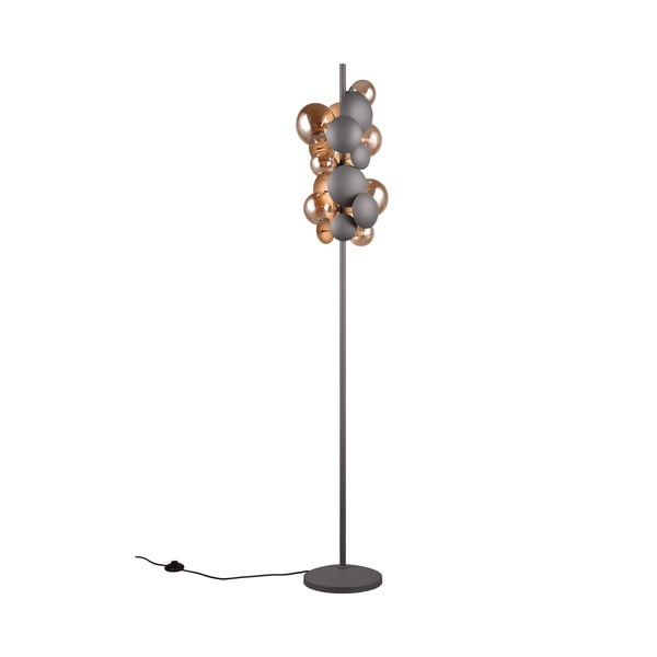Pastatomas šviestuvas pilkos spalvos/auksinės spalvos (aukštis 155 cm) su stiklo gaubtu Bubble – Trio Select