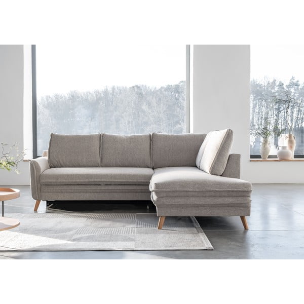 Sulankstoma kampinė sofa smėlio spalvos (su dešiniuoju kampu) Charming Charlie – Miuform-image-1