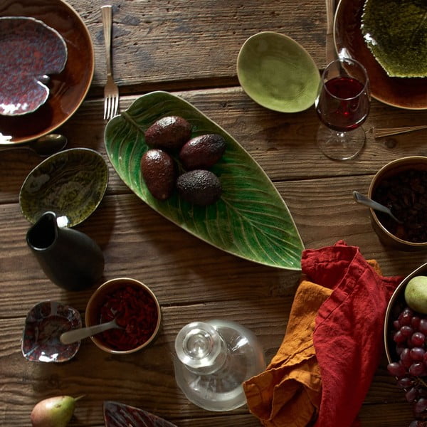 Žalios spalvos akmens masės serviravimo lėkštė Costa Nova Riviera, 40 x 17 cm-image-1