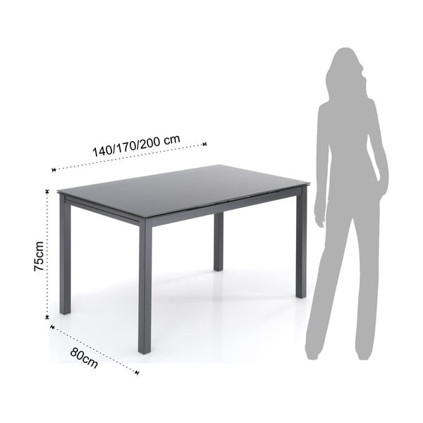 Prailginamas valgomojo stalas su stikliniu stalviršiu 80x140 cm New Daily – Tomasucci-image-4