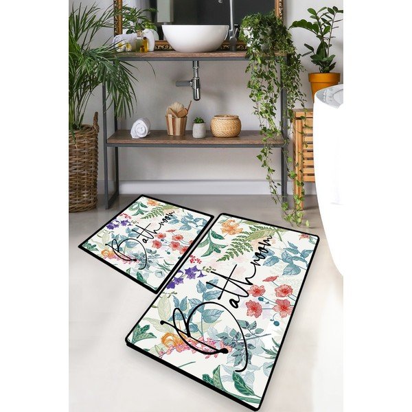 Vonios kilimėliai 2 vnt. 60x100 cm Green In Flower – Foutastic-image-1