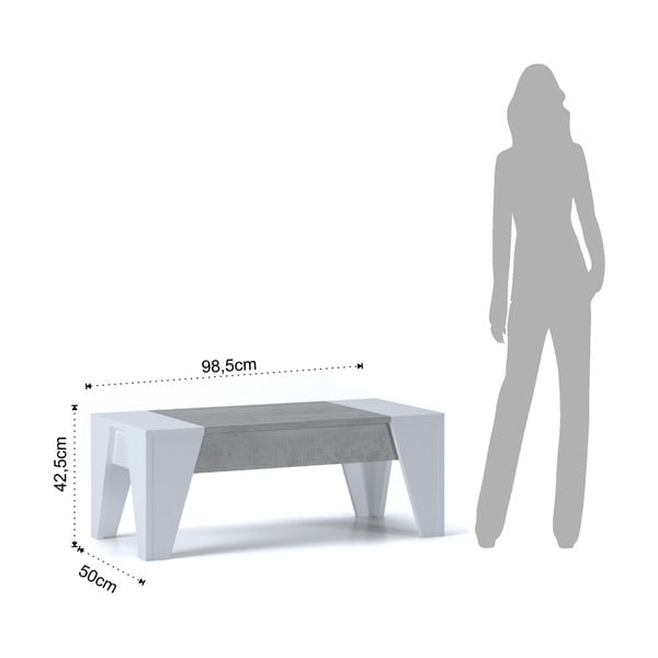 Tomasucci James pilkos ir baltos spalvų žurnalinis staliukas su atlenkiamu stalviršiu-image-2