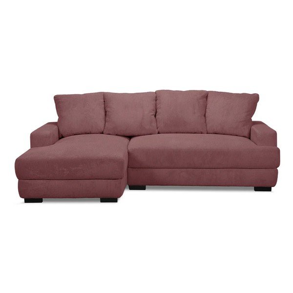 Rožinės spalvos sulankstoma/su sandėliavimo vieta kampinė sofa iš kordinio velveto (su kairiuoju kampu/su gultu) Campi – Bobochic Paris