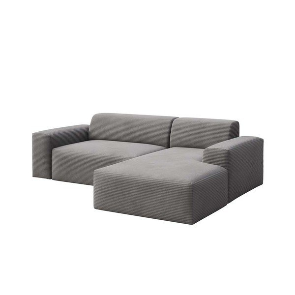 Pilkos spalvos iš kordinio velveto kampinė sofa (su dešiniuoju kampu/su gultu) Villet – Rodier-image-2