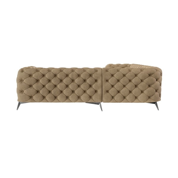 Šviesiai rudos spalvos iš velveto kampinė sofa Chelsea – Ropez-image-2