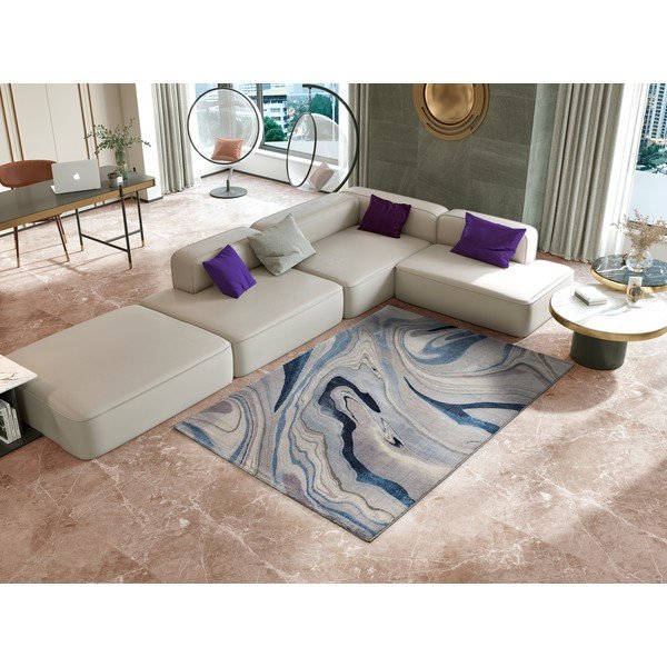 Mėlynos ir pilkos spalvos kilimas Universal Sylvia, 140 x 200 cm-image-1