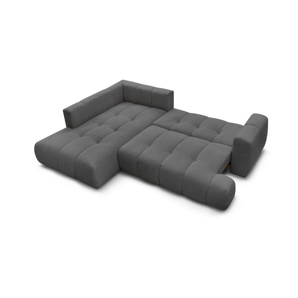 Tamsiai pilkos spalvos sulankstoma/su sandėliavimo vieta kampinė sofa (su kairiuoju kampu/„L“ formos) Fuji – Bobochic Paris-image-4